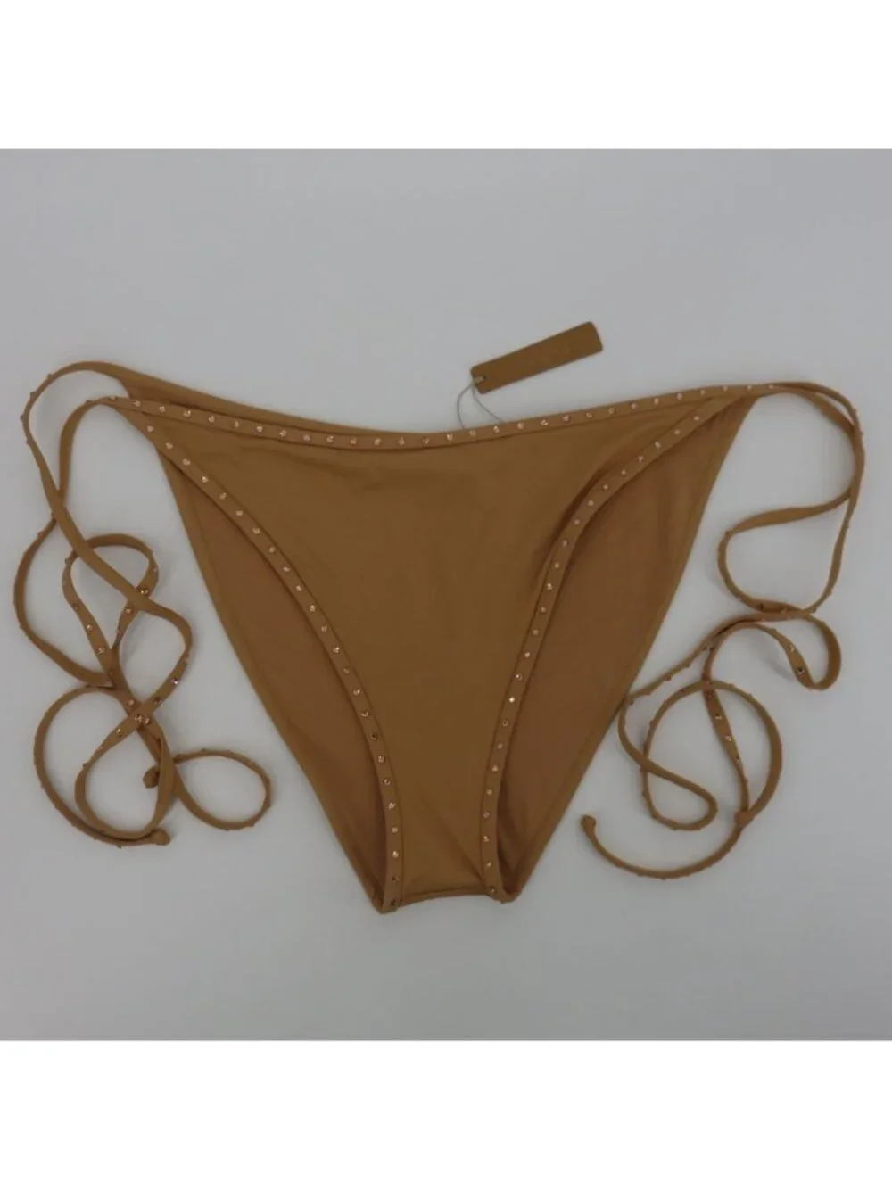 SKIMS Women Plus Size 4X Rhinestone Swim Tie Bikini Bottom Ochre NEW With Defect